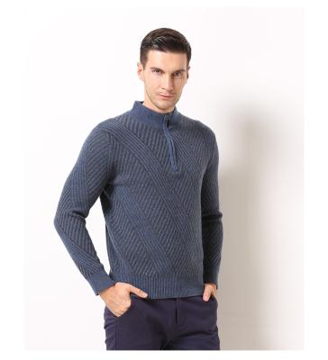 China wholesale 100% pure cashmere men half zipper long sleeves pullover in autumn & winter for sale