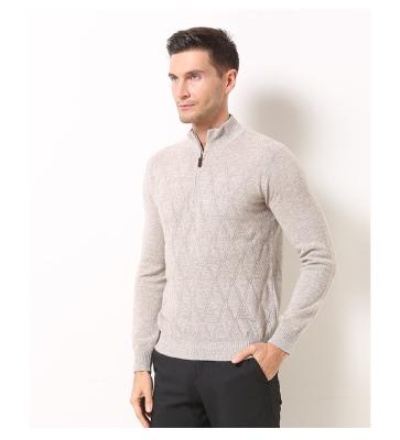 China wholesale 100% pure cashmere men half-zipper neck long sleeves pullover for sale