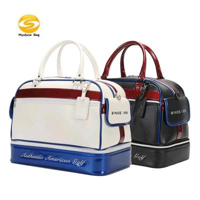 China 100% eco-friendly PU leather golf boston bags for sportswear, travel duffel carry golf boston bag for equitment with shoe compartment for sale