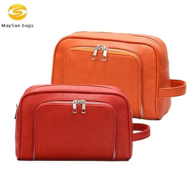 China Hot Sale Fashion Vegan Makeup Vanity Case Logo Toiletry Bag Custom Women Leather Cosmetic Bag Cosmetic Bag for sale