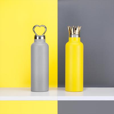 China Sustainable Special Design Stainless Steel Vacuum Eco-Friendly Water Bottle With Crown Heart Lid for sale