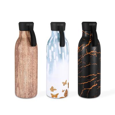 China Sustainable New Products Customized Style Bottle Manufacturers Double Wall Insulated Water Bottles Stainless Steel Silicon Custom Handle for sale