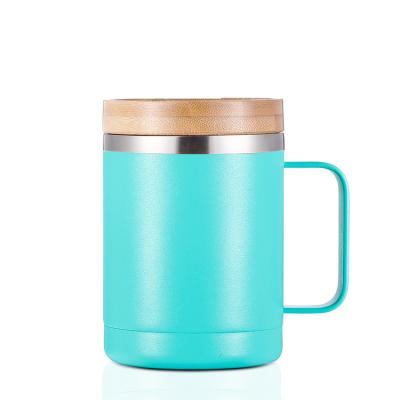 China 12oz Double Wall Stainless Steel Coffee Mug Cup Lid Viable Interesting Looking Bamboo Water Bottle With Straw Tea Tumbler for sale