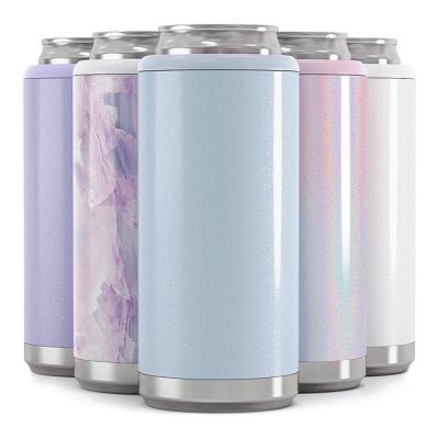 China Keep Hot And Cold 12oz Double Wall Vacuum Stainless Steel Eco-Friendly Slim Beer Can Cooler for sale