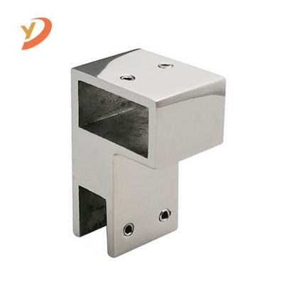 China Modern Cast Iron 15*30 Square Pipe Connector Shower Door Hanger Fittings Bathroom Glass Connector for sale