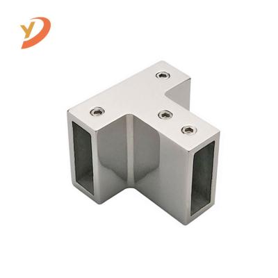 China Modern High Quality Glass Connector Three Ways Stainless Steel Square Pipe Connectors for sale