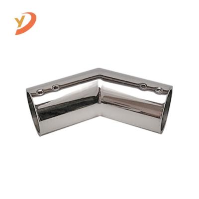 China 135 degree 304 modern high quality stainless glass connection for bathroom shower room fittings round tube connector for sale