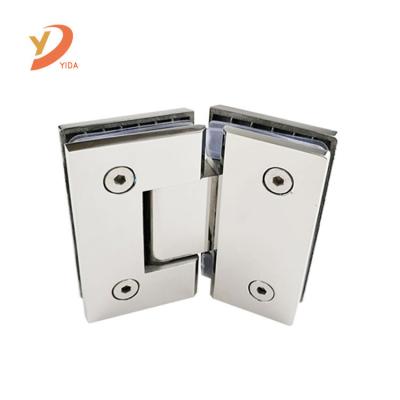 China Modern 135 Degree Polished 304 Stainless Steel Bathroom Glass Clamps Double Sided Glass Shower Door Hinges for sale