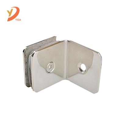 China Manufacturers 304 Stainless Steel 90 Degree Modern Professional Bathroom Fixing Glass Clip Stamping Polished Glass Door Clamp for sale