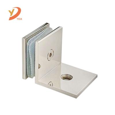 China Modern Shower Room Fittings 90 Degree Side Fixing Glass Clip Cast Stainless Steel 304 Square Glass Bracket Clip for sale