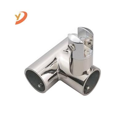 China Easy to install and durable 304 stainless steel three way round metal pipe glass connector hanger clamp connector for sale