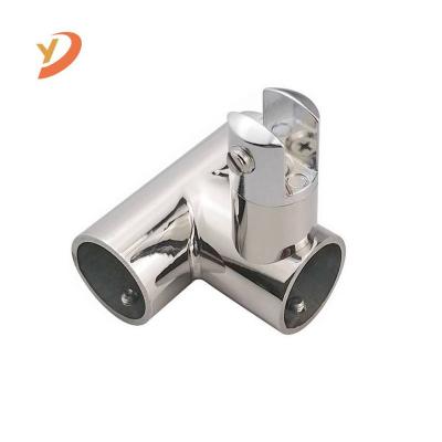 China Easy To Install And Durable 304 Stainless Steel Pipe Connectors Three Ways Round Suspension Flange Glass Connector for sale