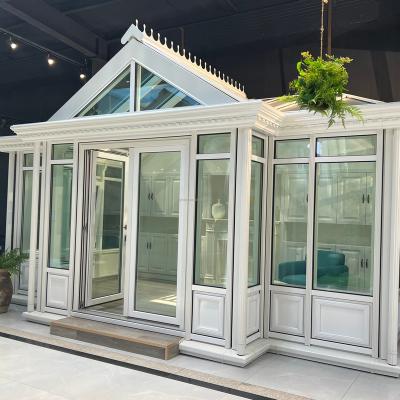 China Fixed Popular Villa Glass Veranda Sun Room Sun House Glass Aluminum Wooden Room for sale