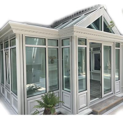 China Joyfident High Quality Fixed Prefab Aluminum Wooden Outdoor Porch Patio Glass Sun Deck House for sale