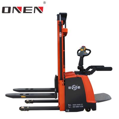 China Lifting 1600M 2000M 1.5/2 Ton Capacity Standing Type Lead Acid Battery Li-ion Battery Electric Pallet Stacker for warehouse for sale