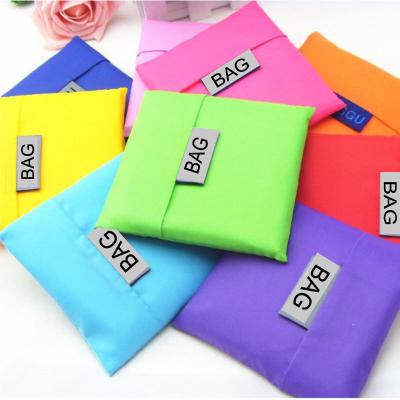 China Reusable Small Square Bag Portable Folding Bag Environmental Protection Handbag Oxford Cloth Bag for sale