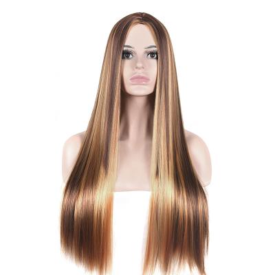 China Wholesale Synthetic Ladies Barely Shedding Thick Soft Smooth Lace Long Front Human African Cheap Ombre Brown Hair Wig Pre Pluck For Women for sale