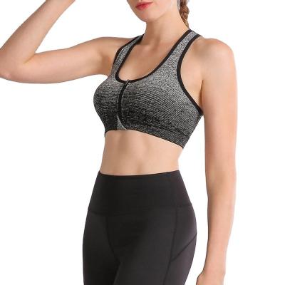 China New Design Fitness Breathable Seamless Yoga Bra Top Front Zip Sports Bra For Gym Women for sale