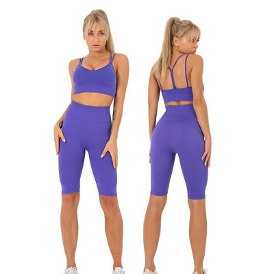 China Breathable Wholesale Women Jogging Suits Wholesale Customize Workout 2 Piece Set Yoga Shorts for sale