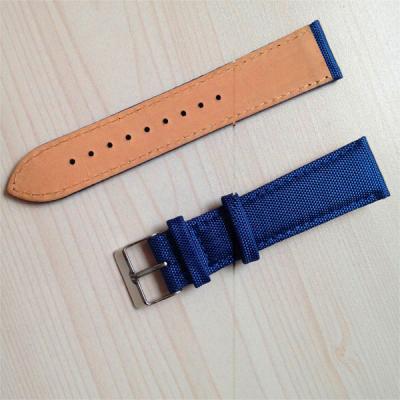 China 2 Pieces Nylon Stitching Leather Nylon Watch Strap Manufacturer for sale