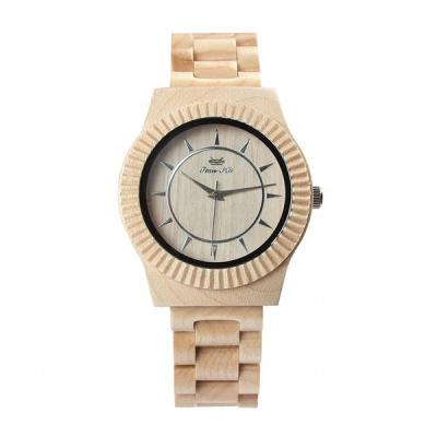 China Auto Date Environmental Cheap Private Label Watches Customized Modern Wooden Maple Quartz Mens White Quartz Watch 41*41mm 12.5mm NC; GUA for sale