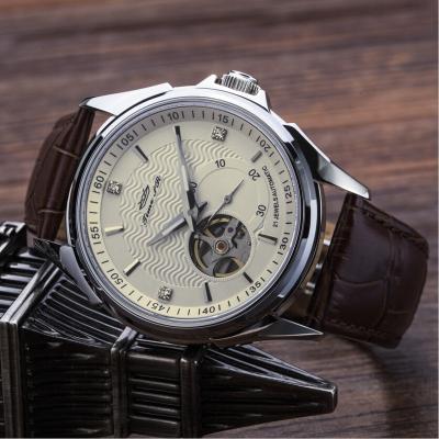 China Custom Made Luxury Alarm Leather Strap MIYOTA Automatic Mechanical Movement Watches for sale