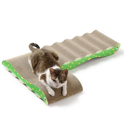 China Wholesale Viable 2 in 1 Caterpillar Cat Scratch Board Cat Work Area Cardboard Cat Bed for sale