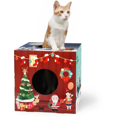 China Christmas Special Design Cat House Viable Scratching Cat House Scratcher for sale