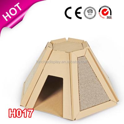 China Sustainable Folding Cardboard Paper Cat House/Cat House/Cat Condo for sale