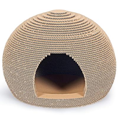 China Kinchla Factory Price Sustainable Pet Furniture Toys Cardboard Cat House Scratching Cave for sale