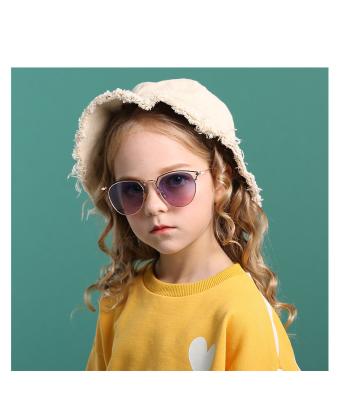 China Fashionable Retro Polarized Metal Sun Glass Kids Round Polygon High Quality Frame Shading Sunglasses for sale