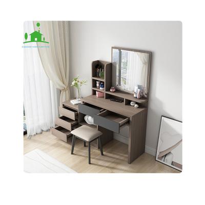 China Modern Vanity White Wooden Dressing Table (Height) Adjustable With Mirror And Stool For Bedroom for sale