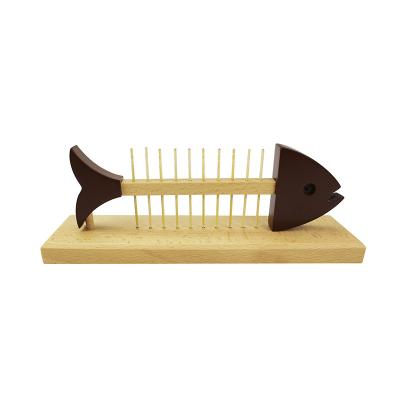 China Children's Education Montessori Material Preschool Kids Aged 3-6 Educational Fish Bones Inserting Children Wooden Toys for sale