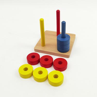 China Children's education montessori materials colored discs on 3 fingers wooden toys colorful educational toys for children for sale