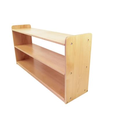 China Contemporary Wooden Kids Storage Cabinet Montessori Cabinet Beech Three Layer Shelf Without Back Board Kids Furniture for sale