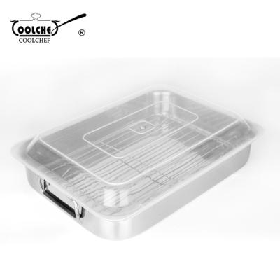 China Home Serving Rack And Hotel Restaurant Stainless Steel Tray Food Serving Tray With Cover for sale