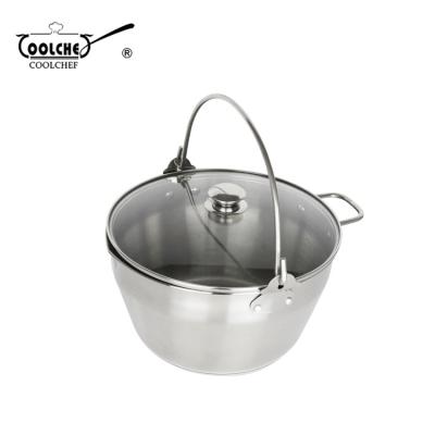 China Sustainable 6L Stainless Steel Jam Pans 24cm Meslin Pan With Glass Lid for sale