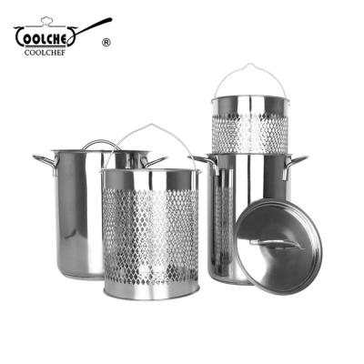 China 14cm 16cm Stainless Steel Sustainable Asparagus Pot With Perforated Basket for sale