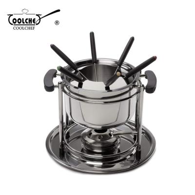 China Sustainable Stainless Steel Fondue Set 2QT Chocolate Cheese Crucible for sale