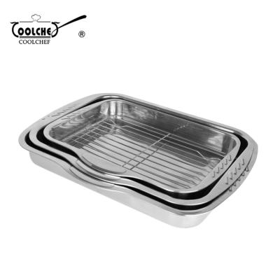 China NEW HOT Sustainable Roasting Pan Stainless Steel Pan with Stand for sale