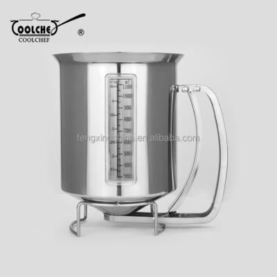 China Sustainable Visible Stainless Steel 1.2L Pancake Batter Dispenser for sale