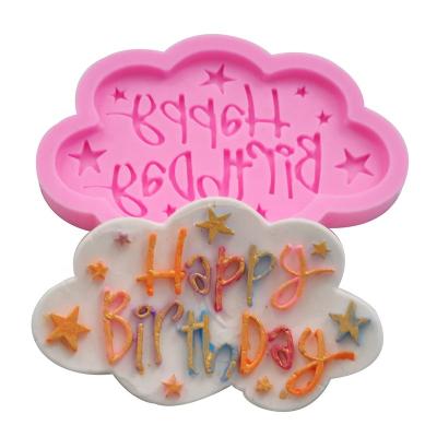 China Viable Happy Birthday Pattern Fondant Cake Decorating Silicone Mold / Chocolate Silicone Tools for sale