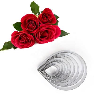 China Food Grade 403 Sustainable Stainless Steel Rose Flower Fondant Cutters Set for sale