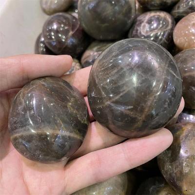 China Wholesale Natural Crystal Spheres Black Moonstone Crystal Quartz Stone Sphere From Europe for sale