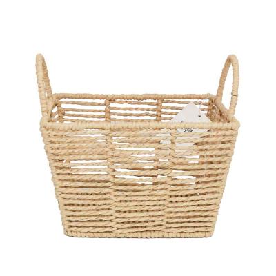 China Home Organizer Toys Storage With Viable Small Fruit Basket Desk Handle Portable Factory Wholesale New Custom Paper Rope Woven Basket for sale