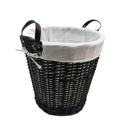 China Large Round Wicker Baskets Storage Flower Gift Kitchen Viable Box Handle Black Wholesale Custom Willow Basket Storages Natural for sale