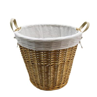 China Viable Wicker Wand Basket Storage With Handle Willow Weaving Box Custom Factory Large Natural Yellow Round Wicker Basket for sale