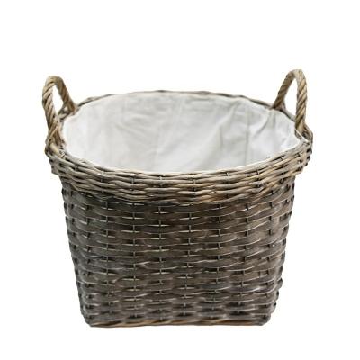 China Sustainable Wicker Storage Weaving Factory Large Size Custom OEM To Organize Food Willow Basket Storage Baskets With Home Durable New Handle for sale