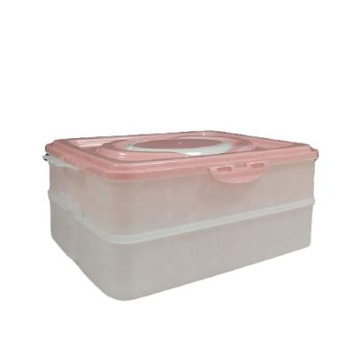 China Viable Plastic Box with 2Layers Portable Handle 2Layers Freestanding Containers Custom Color Fridge Manufacturer BPA pp Food Egg Storage Container for sale