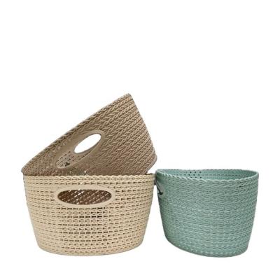 China Sustainable Classic Design Custom Color Small Plastic Rattan Basket Storage for sale